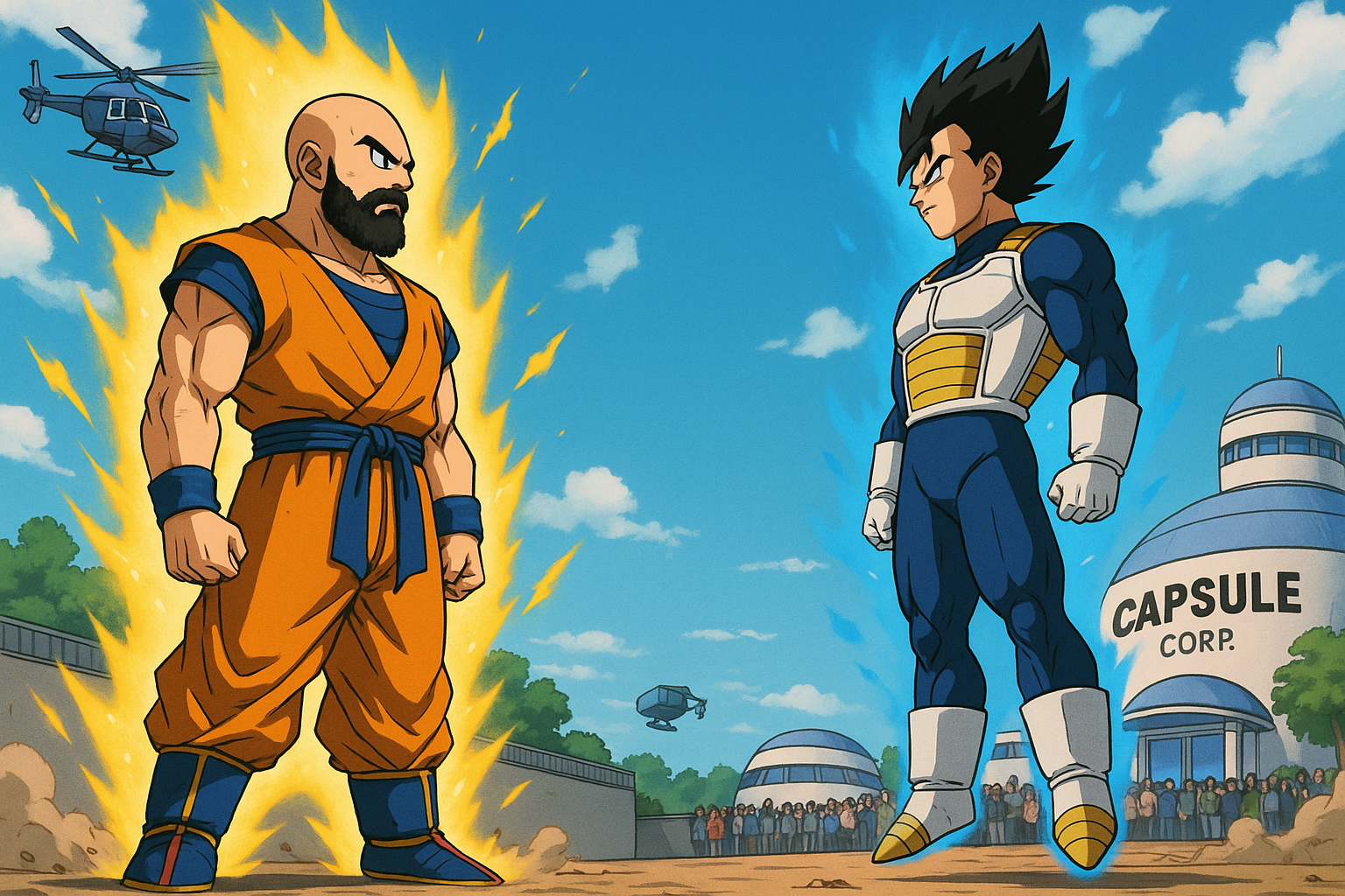  
K fights Piccolo and Vegeta.
